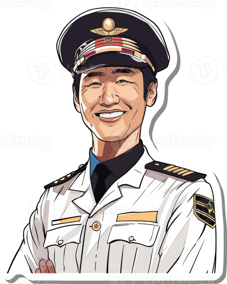 sticker of a happy man in uniform png