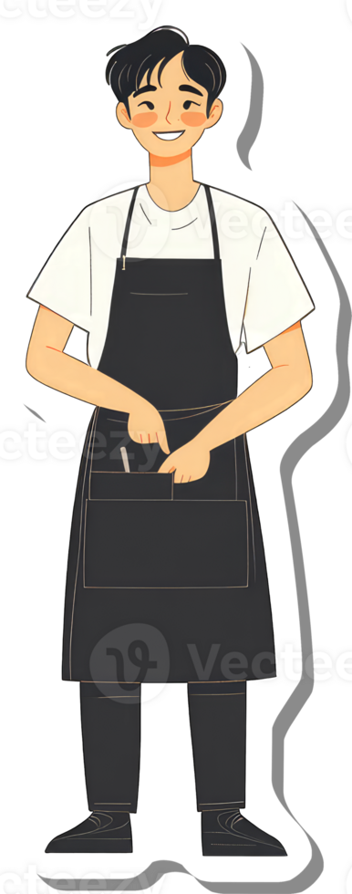 A cartoon man in an apron holding a knife png