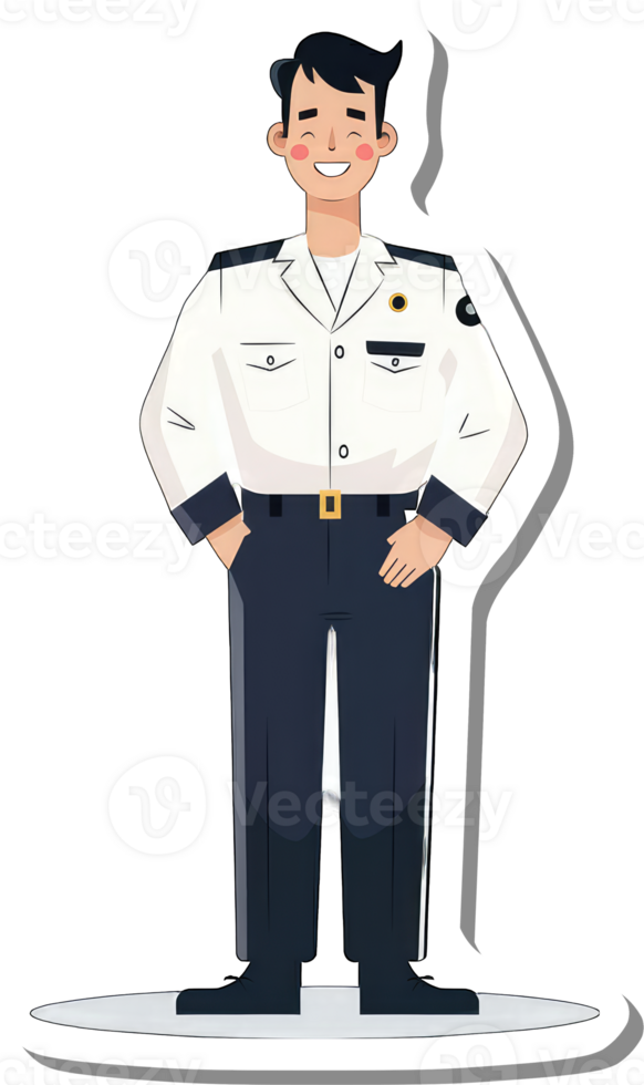 A cartoon man in a police uniform png