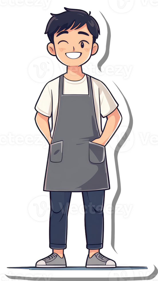 A cartoon man wearing an apron and apron png
