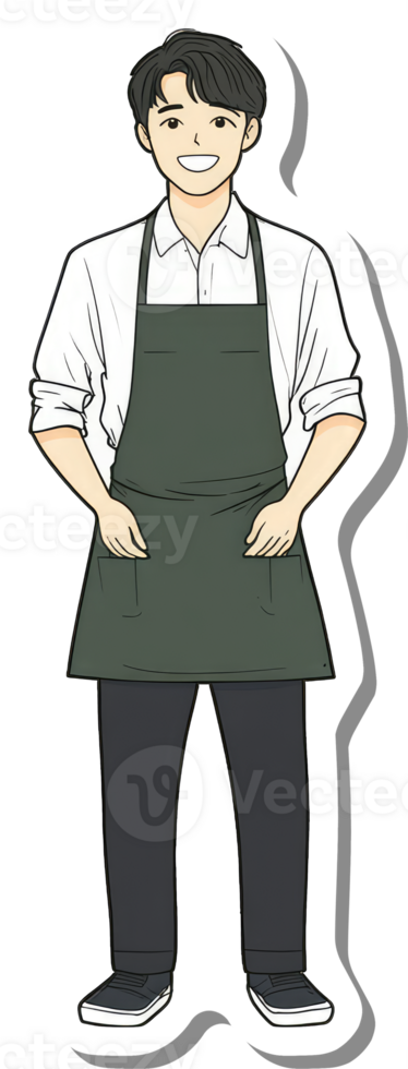 A cartoon of a man in an apron png