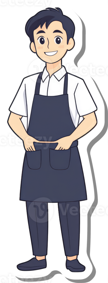A cartoon man in an apron and tie png