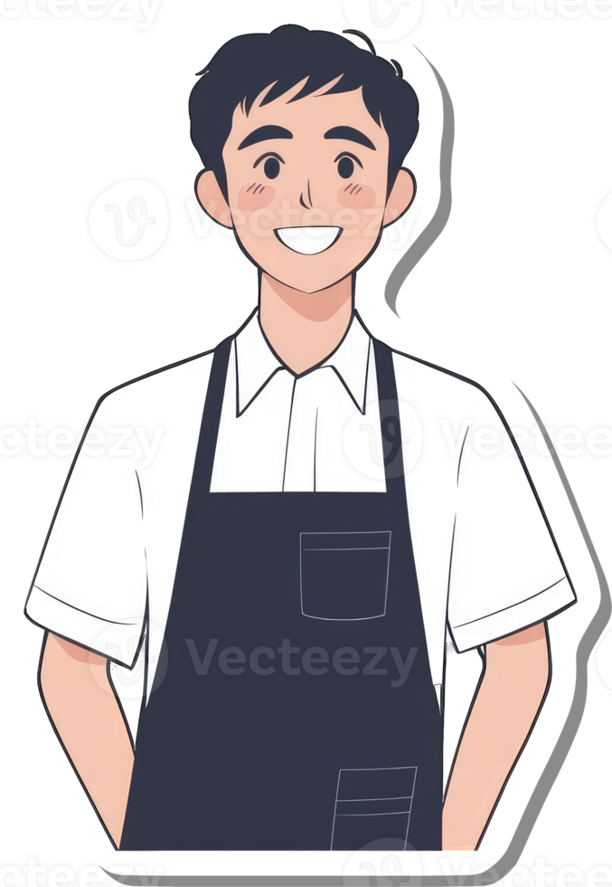 A sticker of a man wearing an apron png