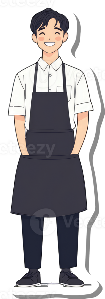 A cartoon chef with apron and black shoes png