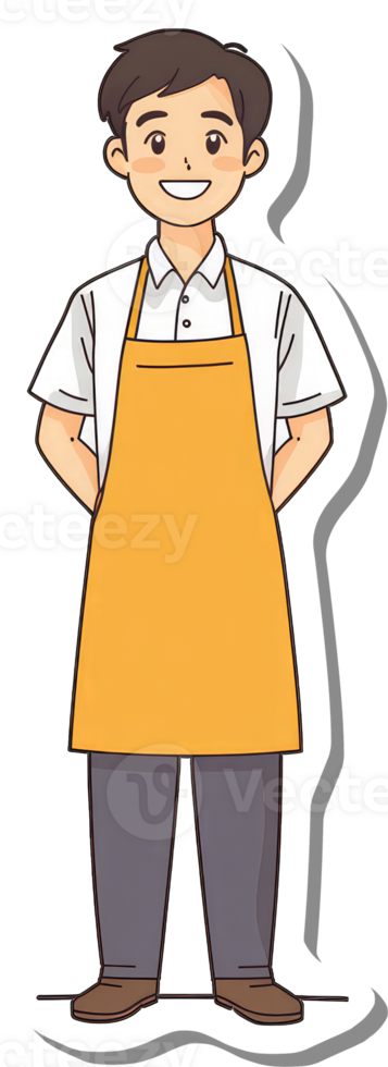 A cartoon man wearing an apron and apron png