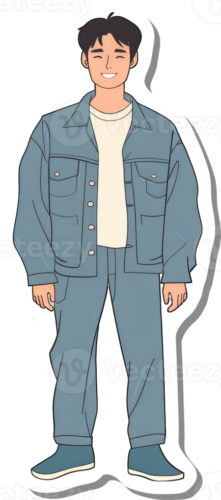 A cartoon character wearing a blue jacket and jeans png