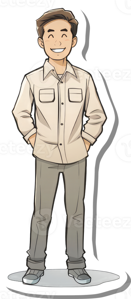 A cartoon man in a shirt and pants png