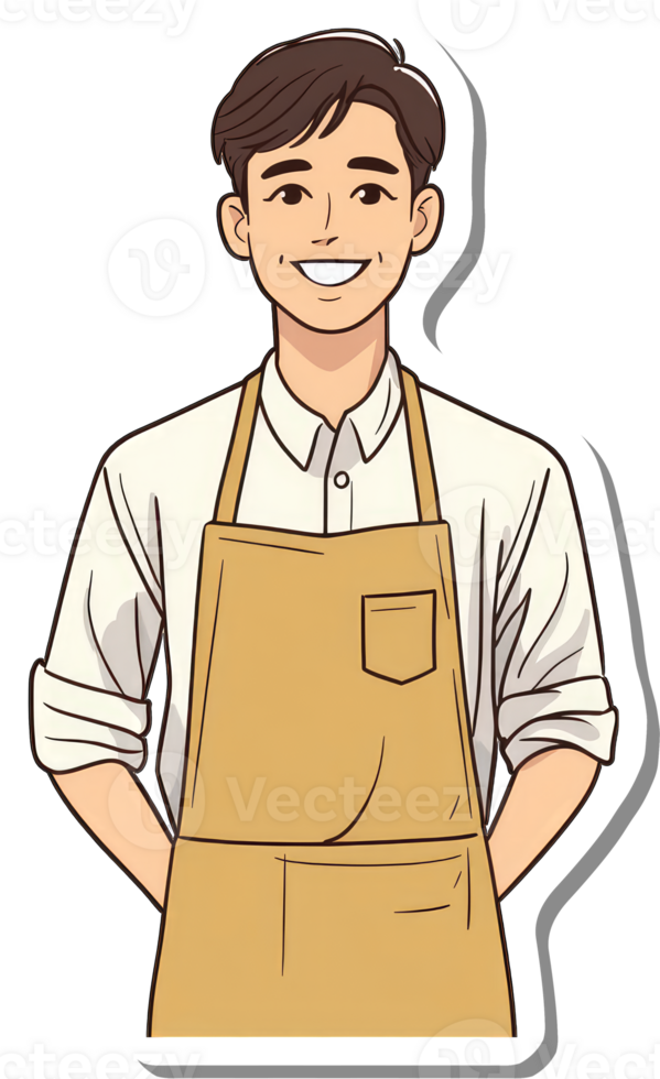 A cartoon man wearing an apron and apron png