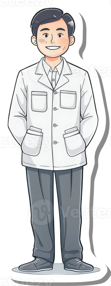 A cartoon man in a white lab coat png