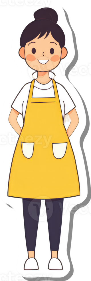 A cartoon woman wearing an apron and apron png