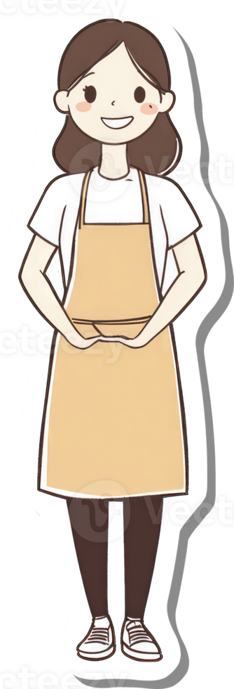 A cartoon woman wearing an apron and holding a plate png