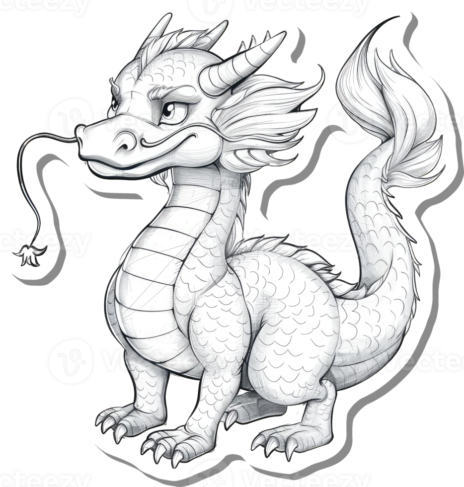 A Penciled Sketch Of A Cute Baby Dragon png