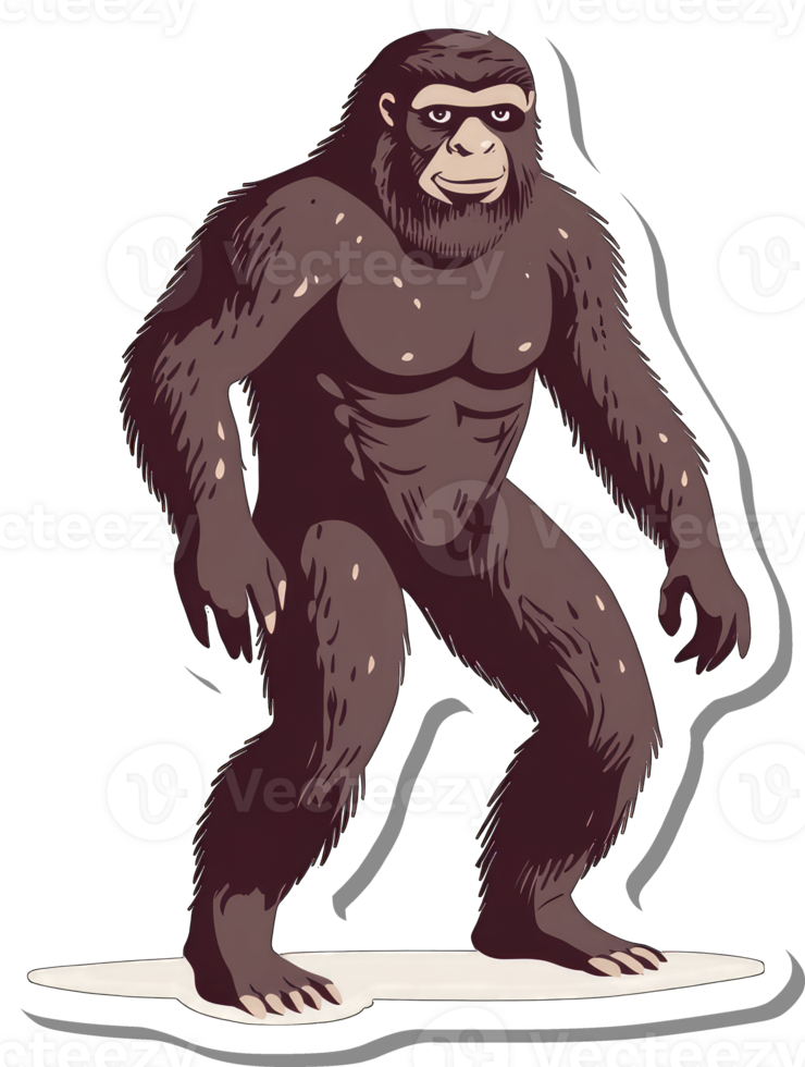 A hairy bipedal hominid stands on a small platform png