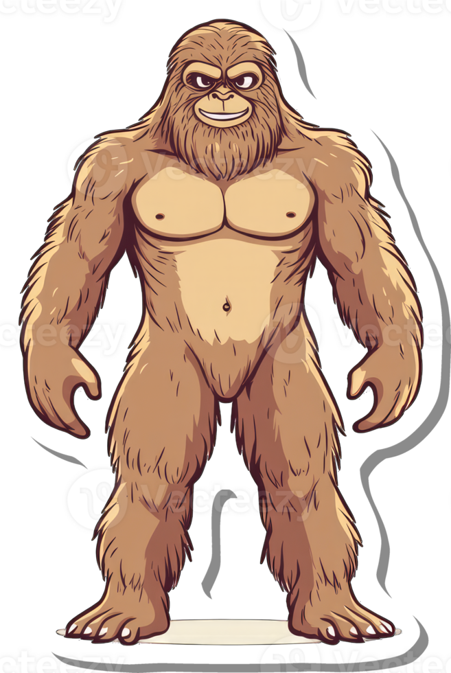 A Cartoon Bigfoot Stands Proudly Displaying His Strength png
