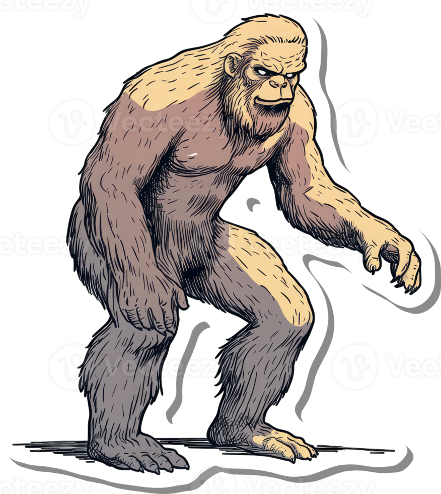 A Powerful Bigfoot Illustration Stands Tall png