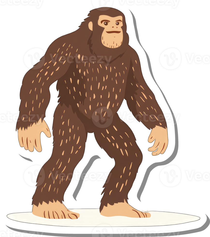 Bigfoot illustration stands on a white background png