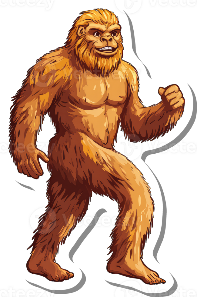 A Bigfoot illustration walking with a confident stance png