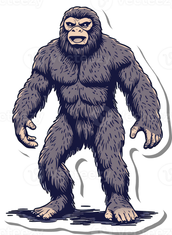 A bigfoot sticker with a bigfoot standing on his hind legs png