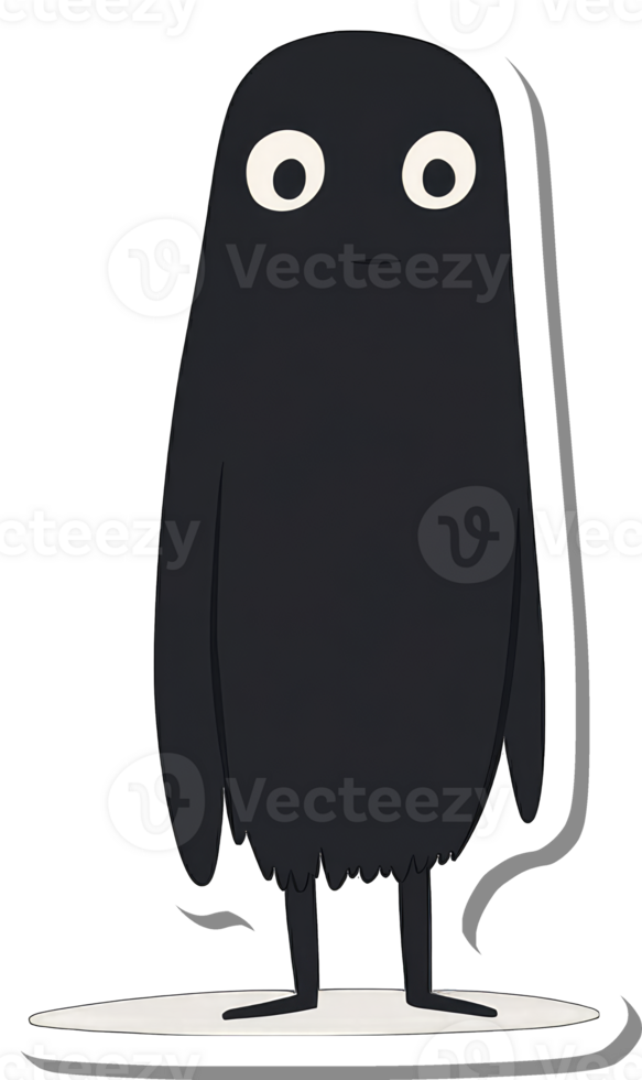 A Dark Creature With Large Eyes Stands On A White Surface png