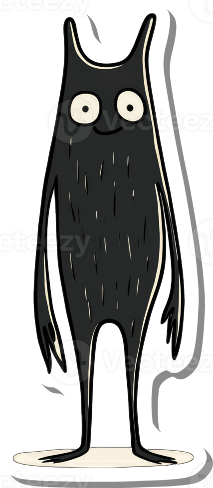 A Friendly Black Furry Monster Stands Tall png