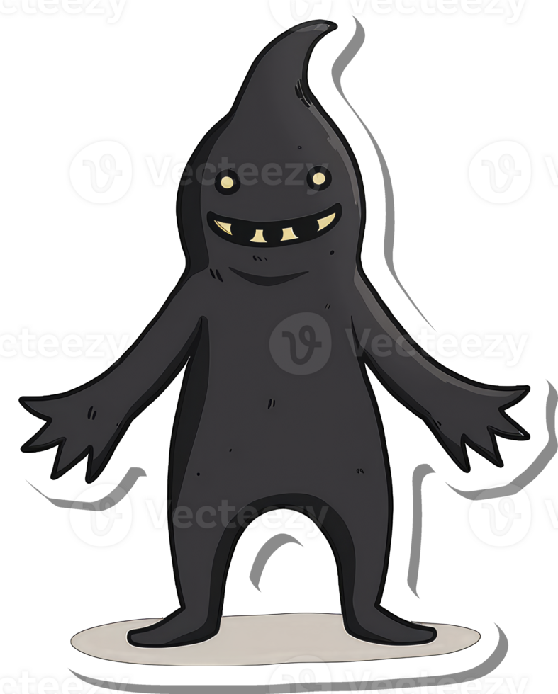 A Friendly Black Cartoon Monster With A Big Grin png