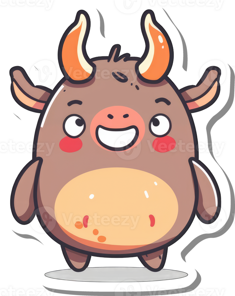 Adorable Cartoon Bull Character Design Illustration png