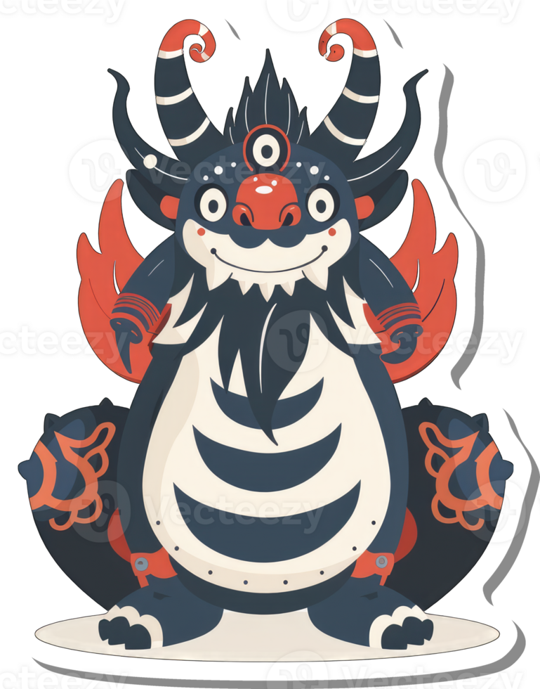 A cheerful three eyed mythical creature design png