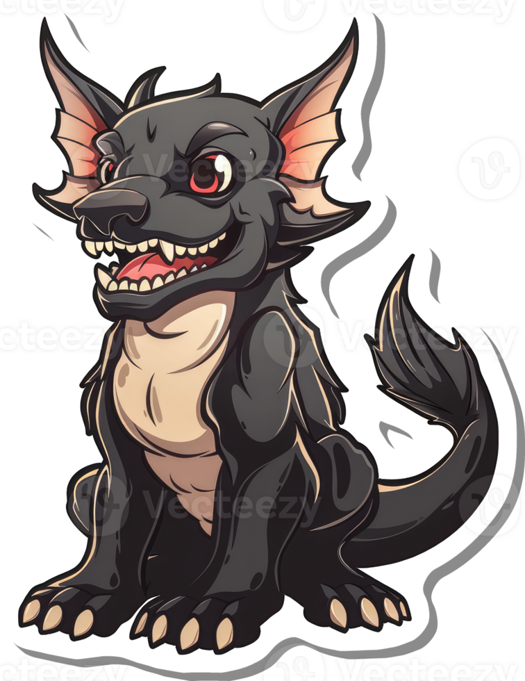 A Cartoon Black Canine Creature With Fins And Claws png