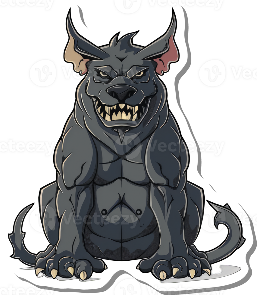 Powerful Muscular Dark Canine With Sharp Teeth png