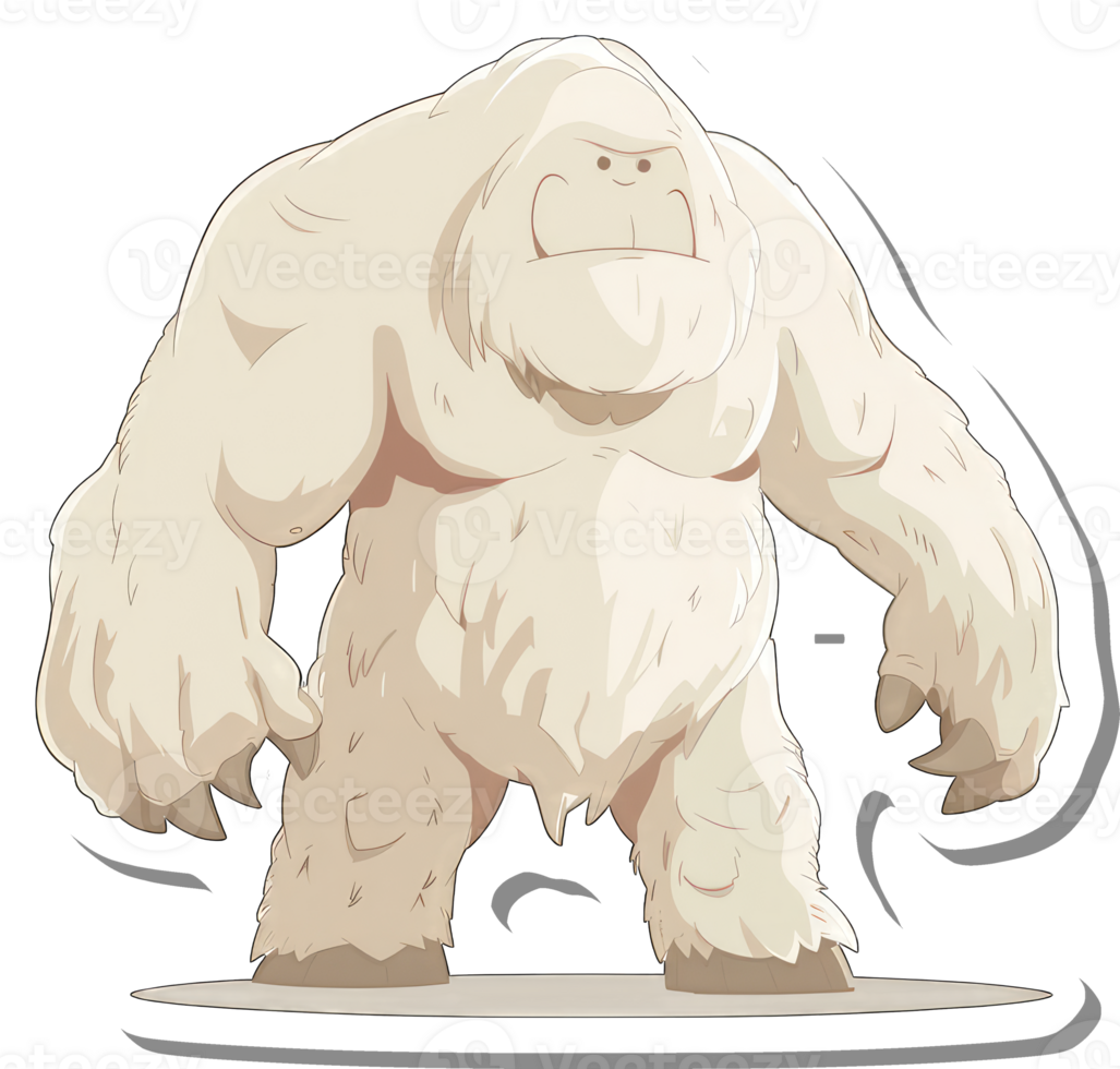 A Cartoon Yeti Stands Tall Showing Its Fur png