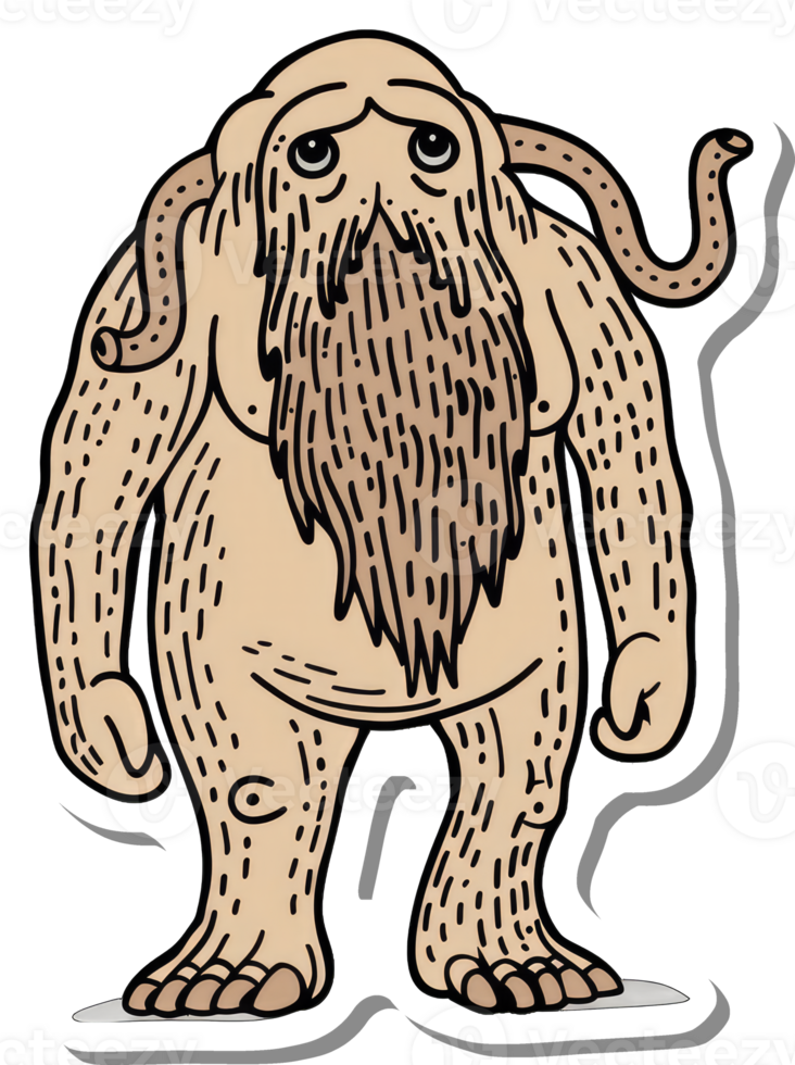 Hairy Creature With Long Arms and Sad Eyes png