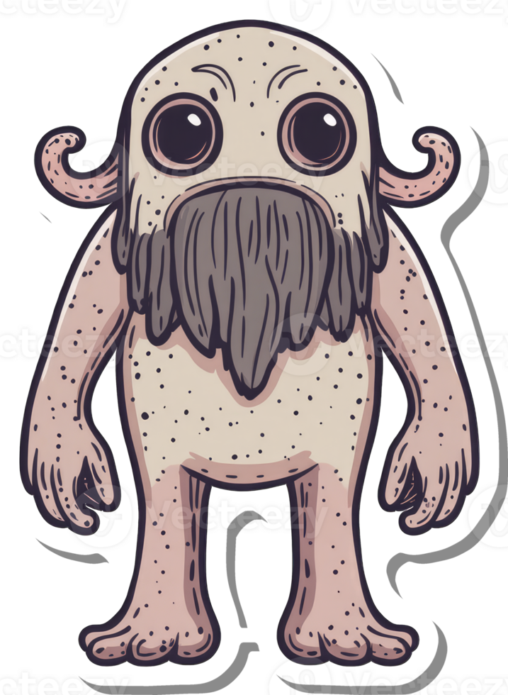 Cartoon illustration of a strange hairy creature png