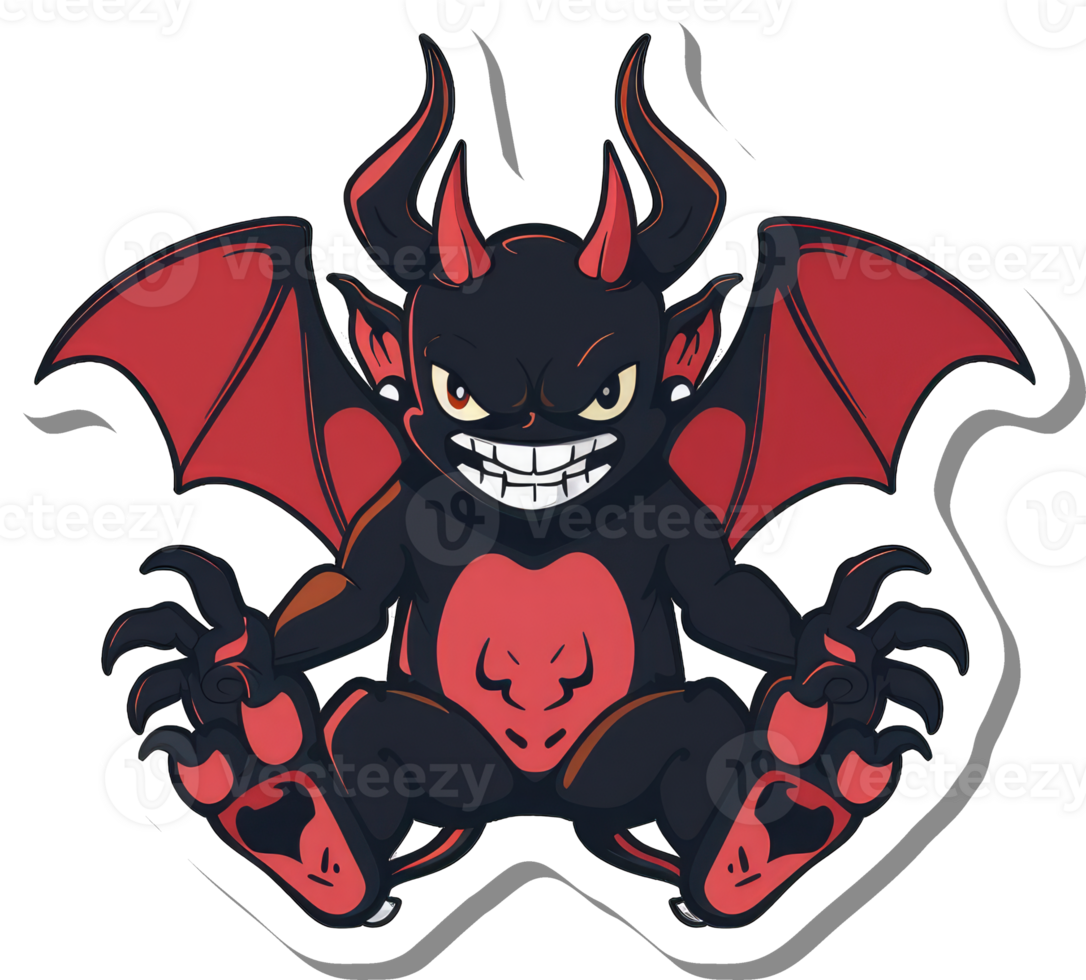 A Cartoon Imp With Red Wings And Horns png
