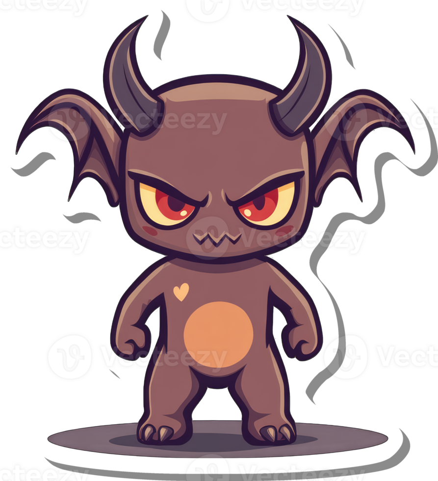 Adorable Cartoon Devil With Horns And Wings png