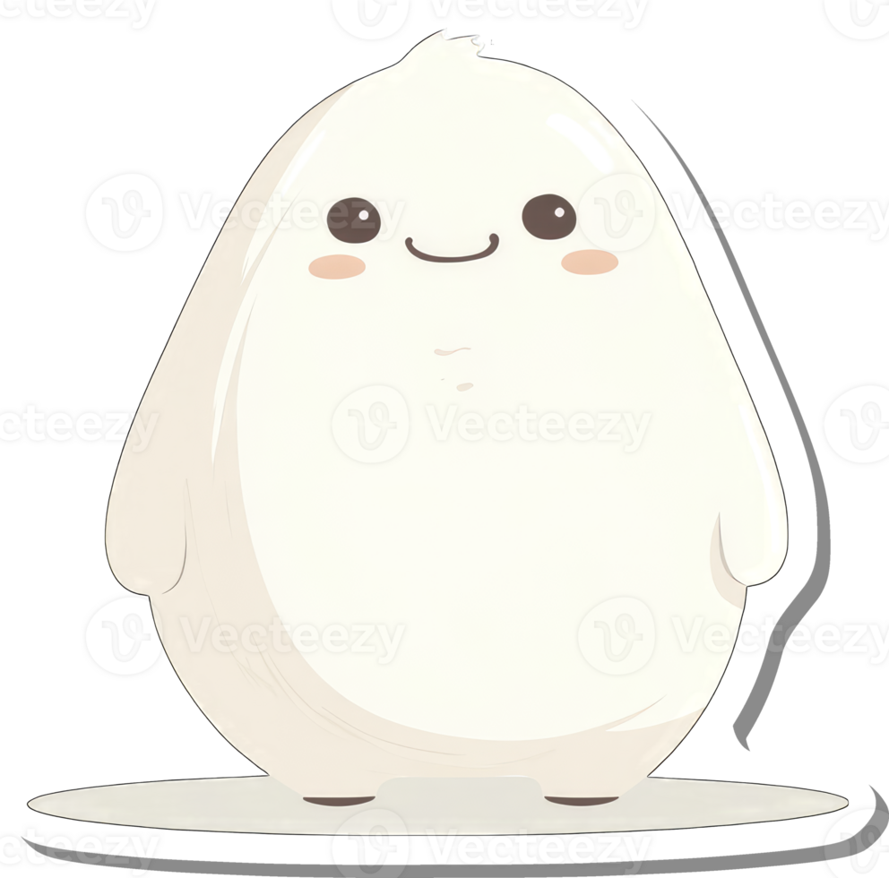 Adorable White Cartoon Character with a Happy Smile png
