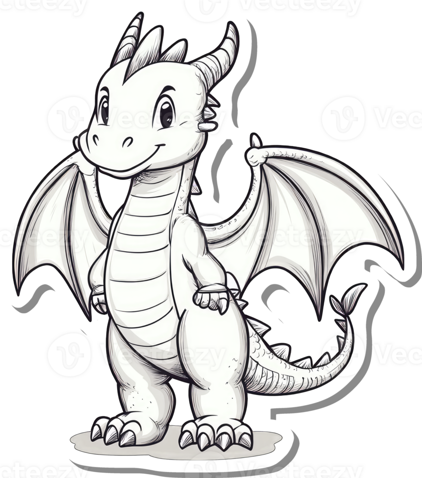 A cute baby dragon with large wings stands proudly png