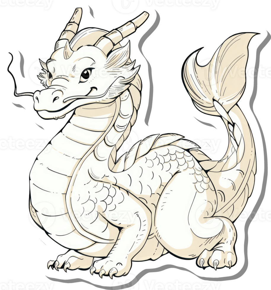 Adorable Cartoon White Dragon Illustration png