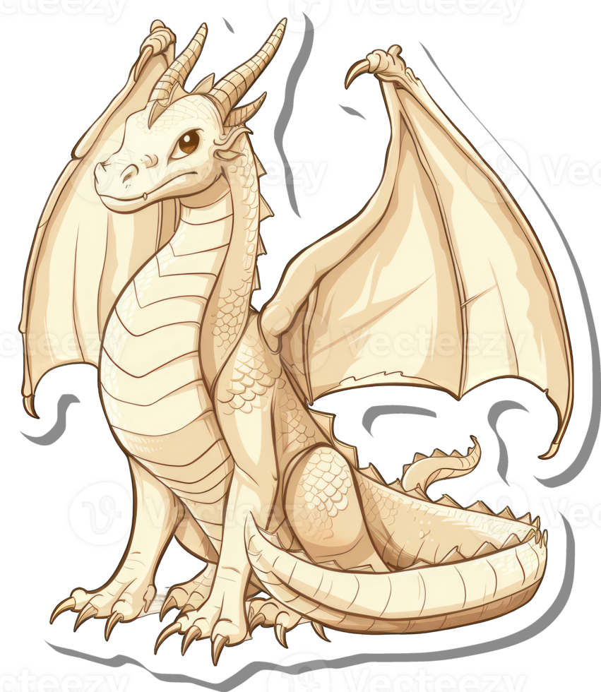 A Cream Colored Dragon Sitting With Wings Open png