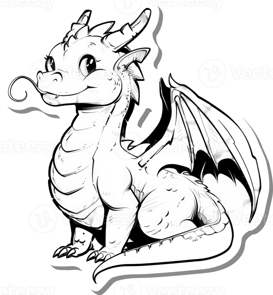 Adorable Baby Dragon Sitting With Wings png