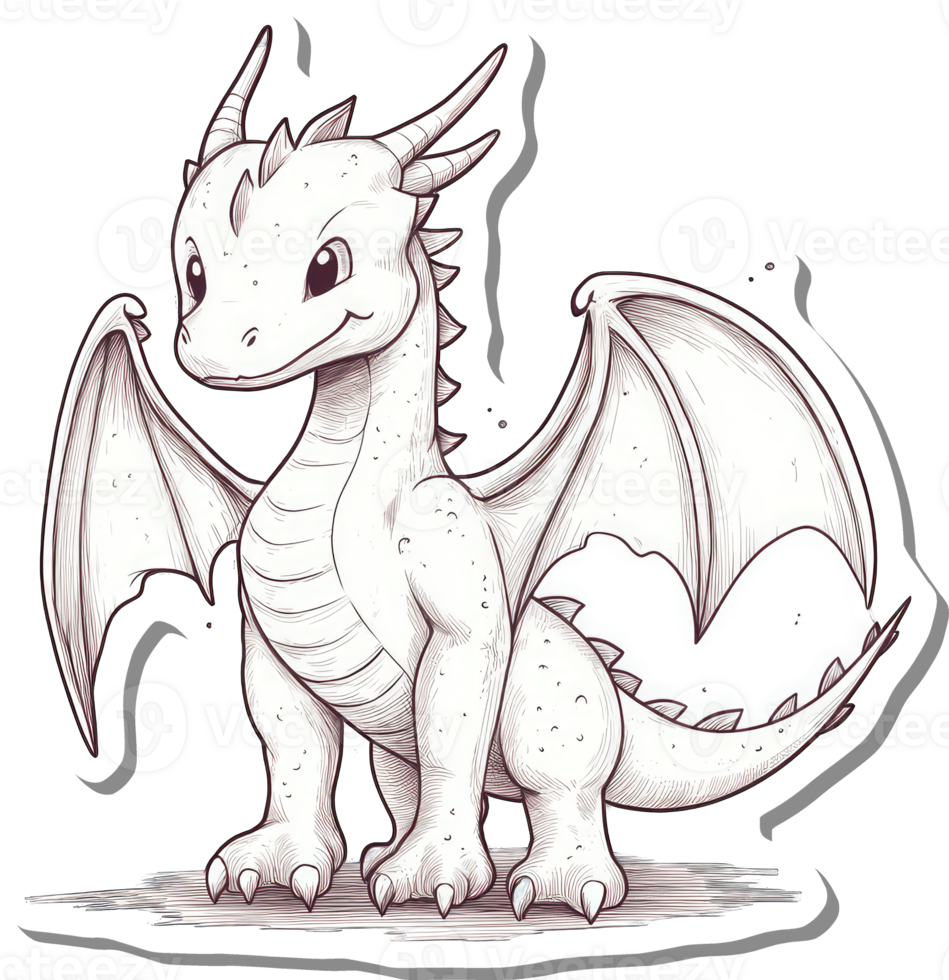 Adorable Baby Dragon With Large Wings Sitting Down png