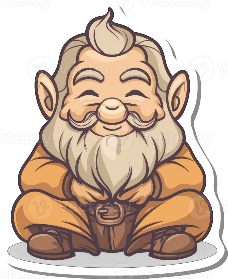 Happy Smiling Cartoon Gnome Sitting Cross Legged png