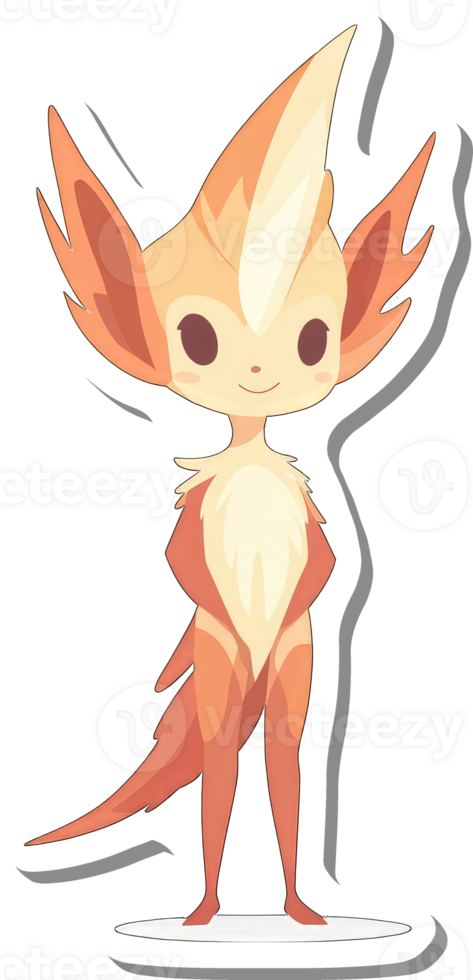 Adorable Orange Creature with Pointed Ears and Tail png