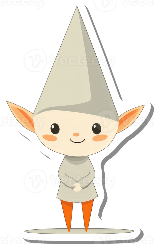 Adorable Elf Character Wearing A Conical Hat png