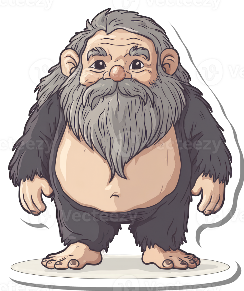 Elderly hairy humanoid character illustration png
