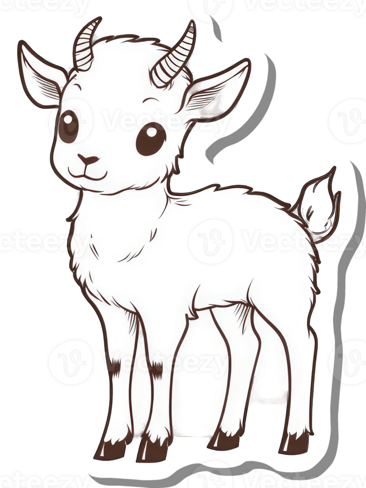 Adorable Cartoon Baby Goat With Small Horns png