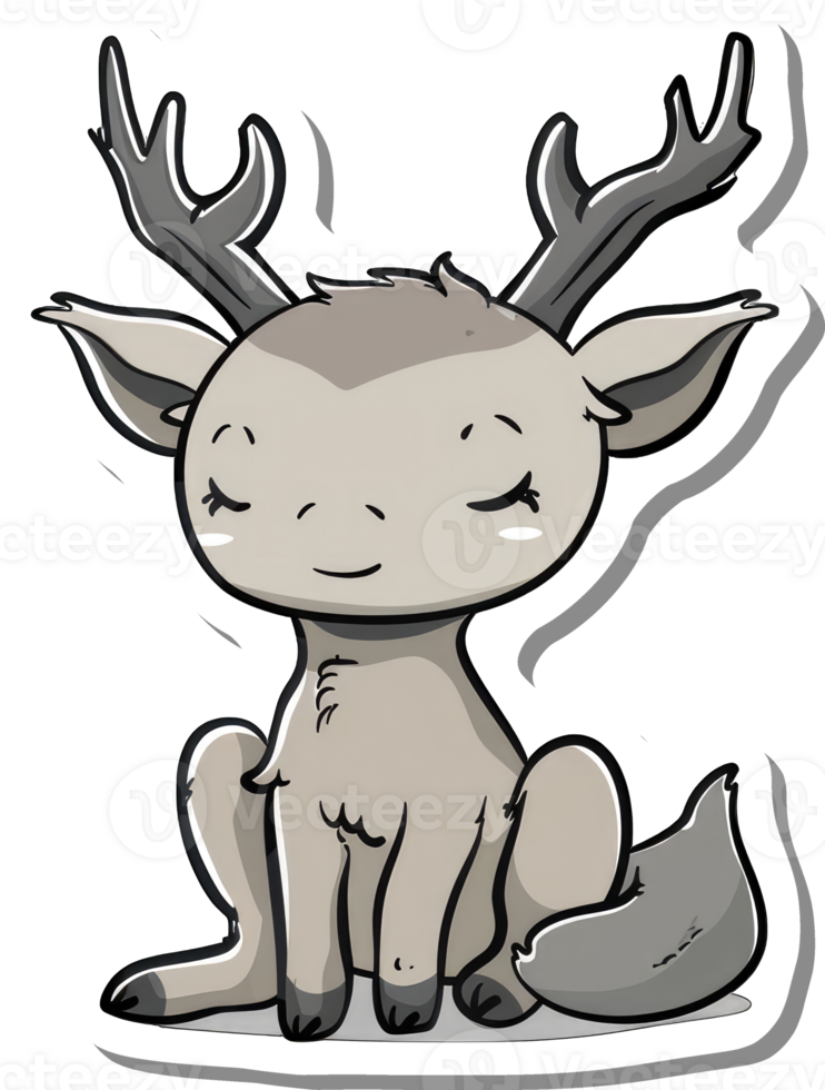 Adorable Grey Deer Sitting Calmly and Serene png