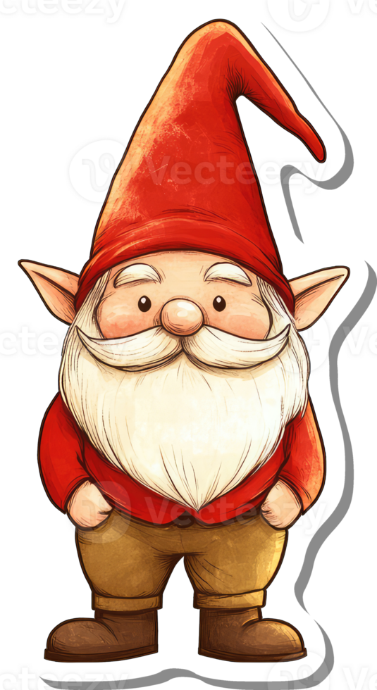 A cheerful garden gnome in a red hat and coat png
