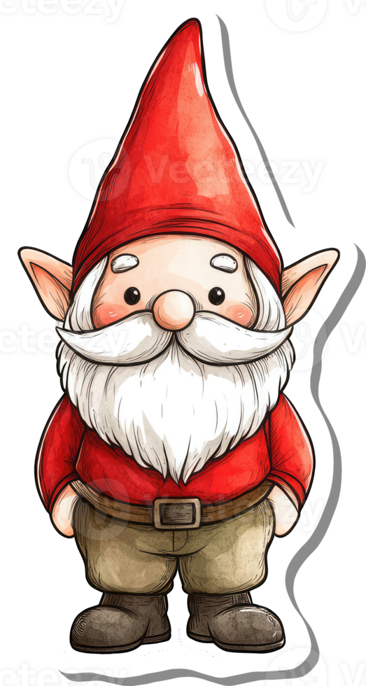 A charming garden gnome in red clothing and a pointed hat png