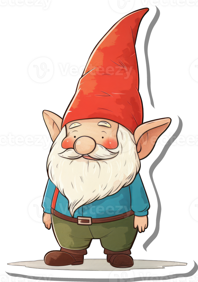 A cheerful garden gnome stands smiling in his red hat png