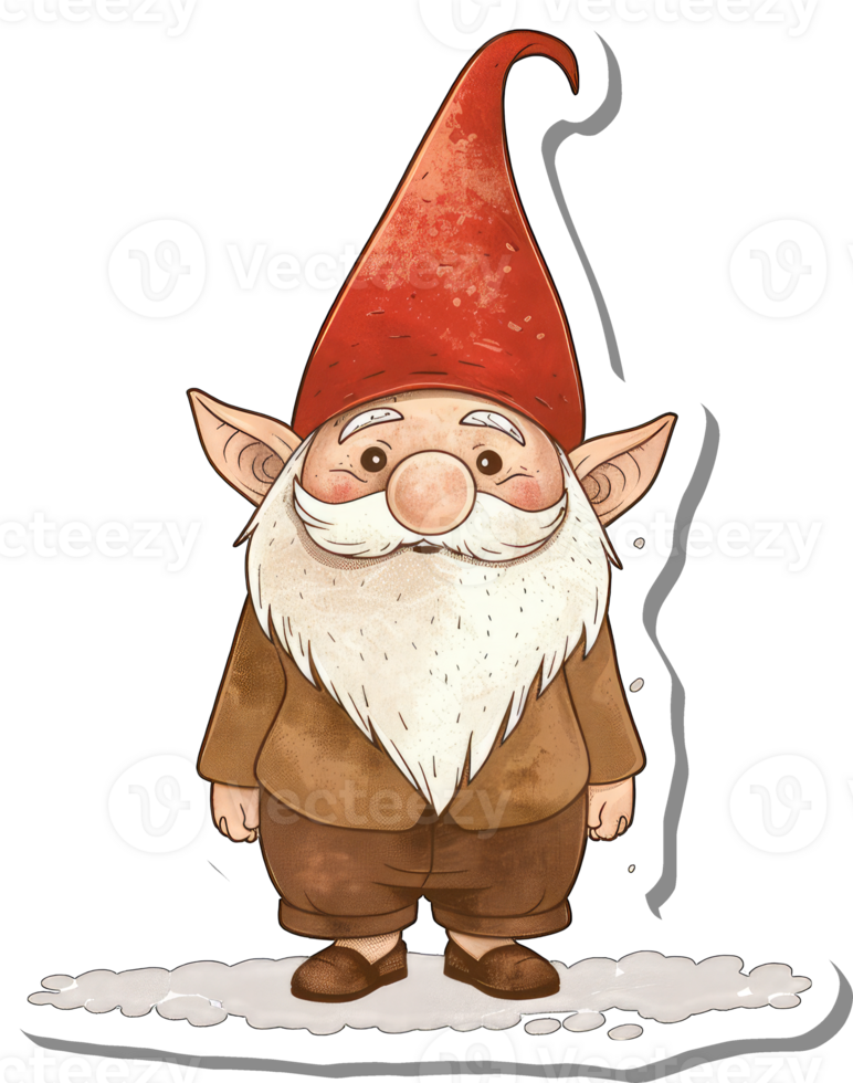 A gnome with a red hat and brown coat png
